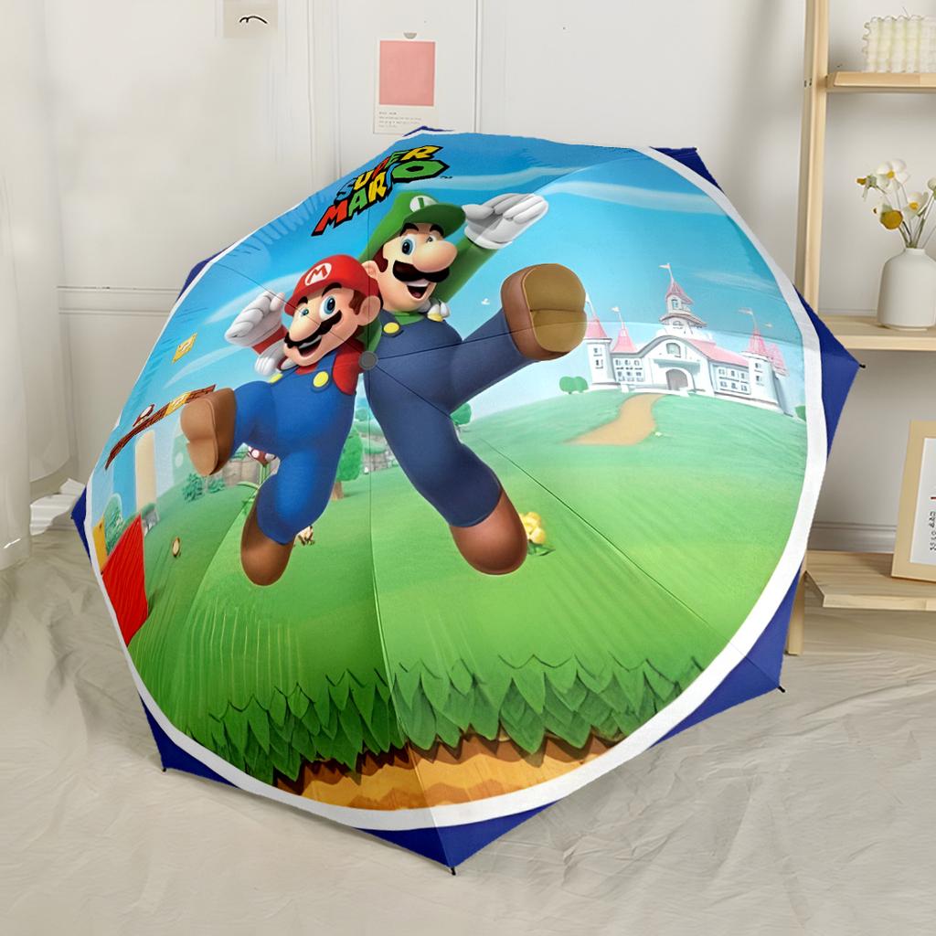 Mario's Adventure World Automatic Umbrella Compact 8-Rib Design Sturdy Construction Travel Essential Fashionable Perfect Gift for Women/Men