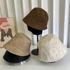 New Autumn and Winter Matte PU Leather Bucket Hat Female Niche Designer Washbasin Hat Bucket Hat