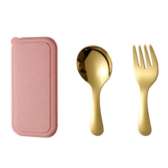 Набор вилок и ложек из нержавеющей стали с футляром, набор дорожных принадлежностей с эргономичной ручкой, переносные принадлежности для пикника на открытом воздухе для путешествий, пикника, кемпинга