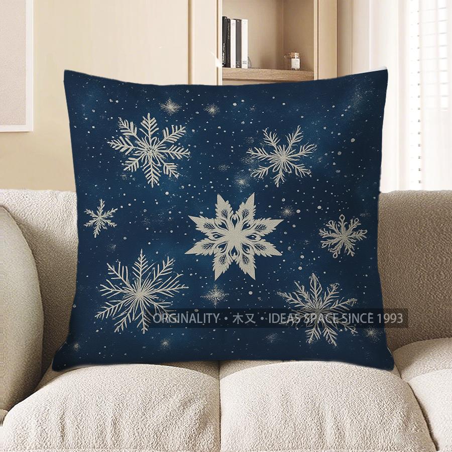 Home Decor Snowflake Pattern Throw Pillow For Home Decor Pattern Cushion Cover Suitable For Sofa Bedroom Car Pillow Cover