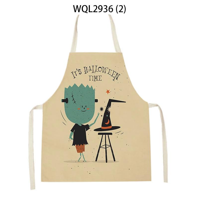 Halloween Style Household Cleaning Pinafore Cartoon Pumpkin Witch Ghost Printing Home Cooking Aprons Home Baking Waist Bib