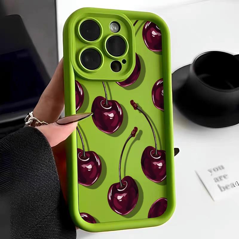 Простой чехол для телефона с рисунком красной вишни для iPhone 16 Pro Max 15 14 13 12 11 XS MAX X XR 7 8 Plus MINI 16E Ударопрочный чехол