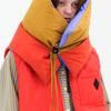 Hands Eyes Heart Colourblocked Puffy Puffer Muffler In Camel