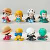 4 шт./комплект Аниме ONE PIECE Фигурки Действия Милый Сидящий Луффи Зоро Нами Лоу Куклы Коллекции Модели Игрушки Подарок на День Рождения для Девочек и Мальчиков