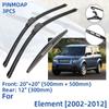 3 шт. для HONDA Element 2002-2012 20 "20" 12 "передние и задние щетки стеклоочистителя лобовое стекло резак для окон аксессуары2006 2007 2008 2009 2010 2011 2012
