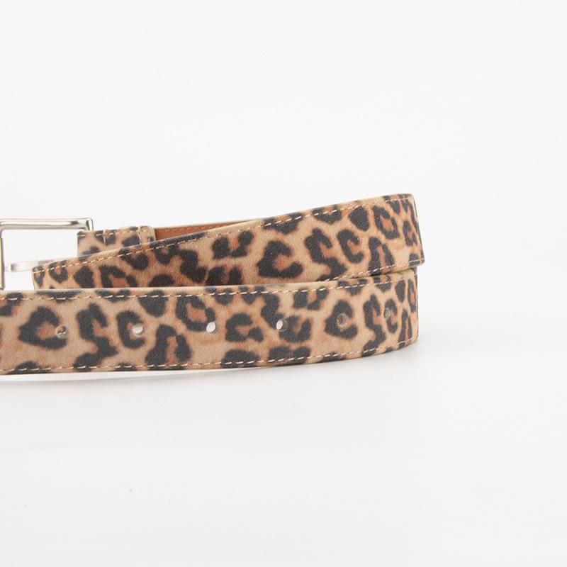 Trendy Leopard Print Genuine Leather Belt for Women with Pin Buckle High-quality Versatile Simple Jeans Decorative Belt for Women