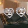 White Zircon Vintage Hollow Love Heart Letters Stud Earrings For Women Silver Color Wedding Jewelry Earring Valentine's Day Gift