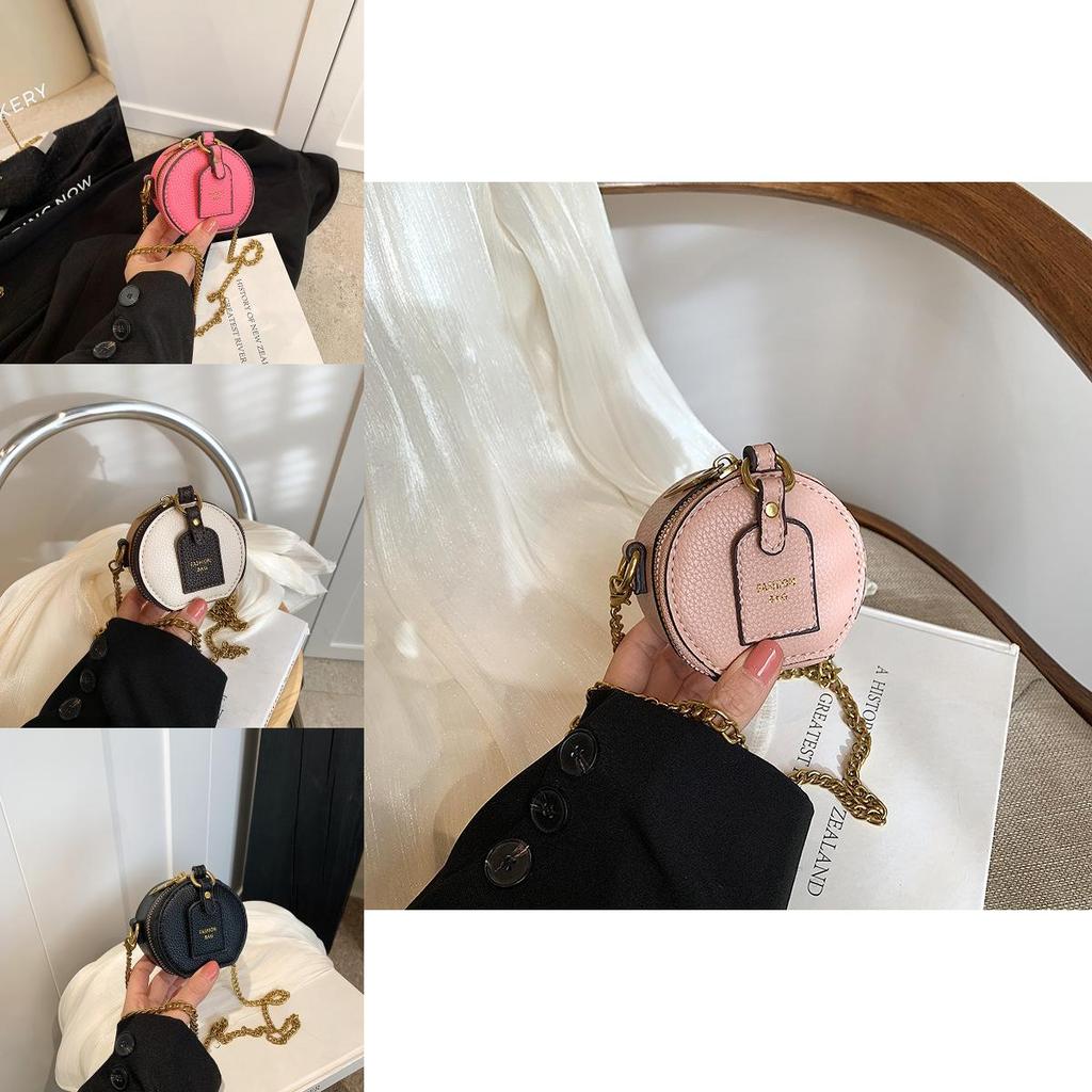 Stylish Retro Mini Round Bag For Kids And Adults With Chain Design Lightweight