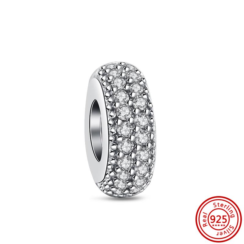 S925 Стерлингового Серебра Прозрачный Циркон Снежинка Гербарий Сверкающие Бусины Паве Подходит Оригинальный Браслет DIY Изящные Ювелирные Изделия