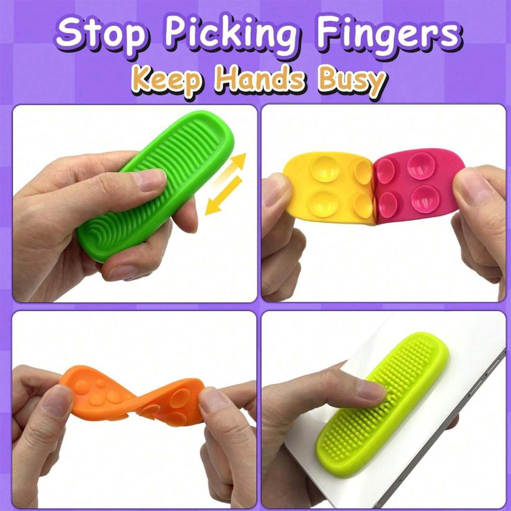 Fidget Toys Adults - 8 Pack Silicone Fidget Slider Relieve Anxiety for Classroom Travel Sensory Toys Worry Stone for Stress