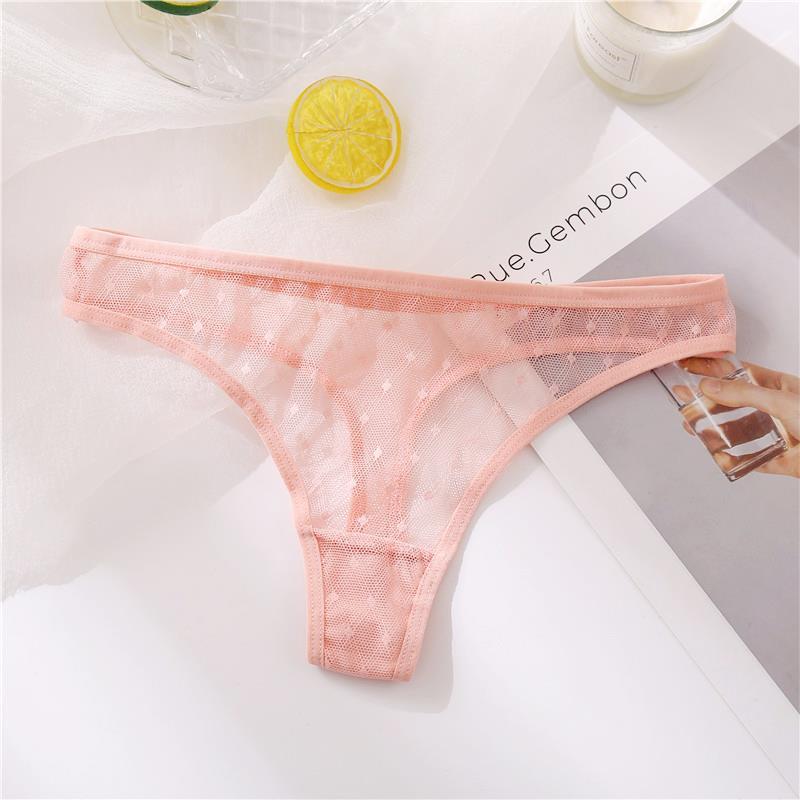 Women's Panties Sexy Low-Waist Women's G-String Thong Panties Lace Hollow Out T-Back Underwear Net Yarn Female Lingerie Knickers