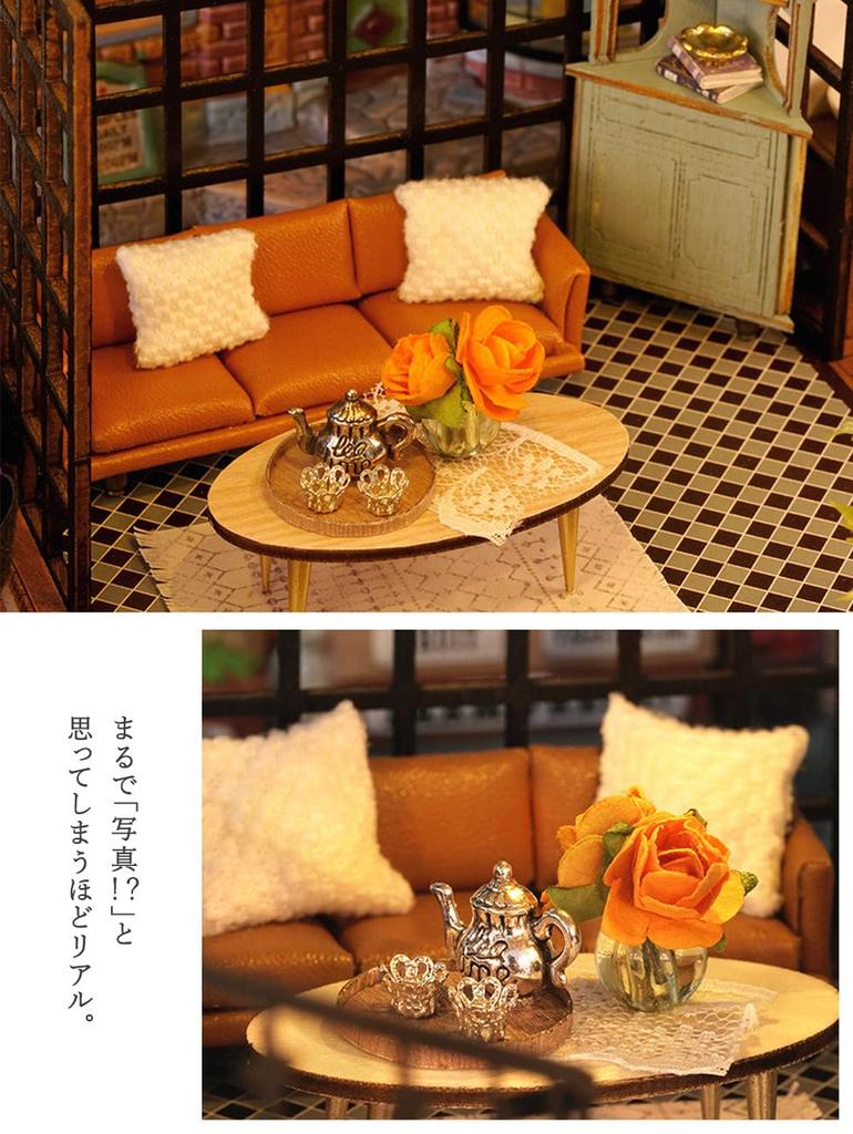 moin moin Миниатюрный кукольный домик, набор ручной работы, чайный домик в лесу в Великобритании, чайное кафе MOMO TEA, кофейня, стильный светодиодный светильник в Великобритании, акриловый чехол, музыка