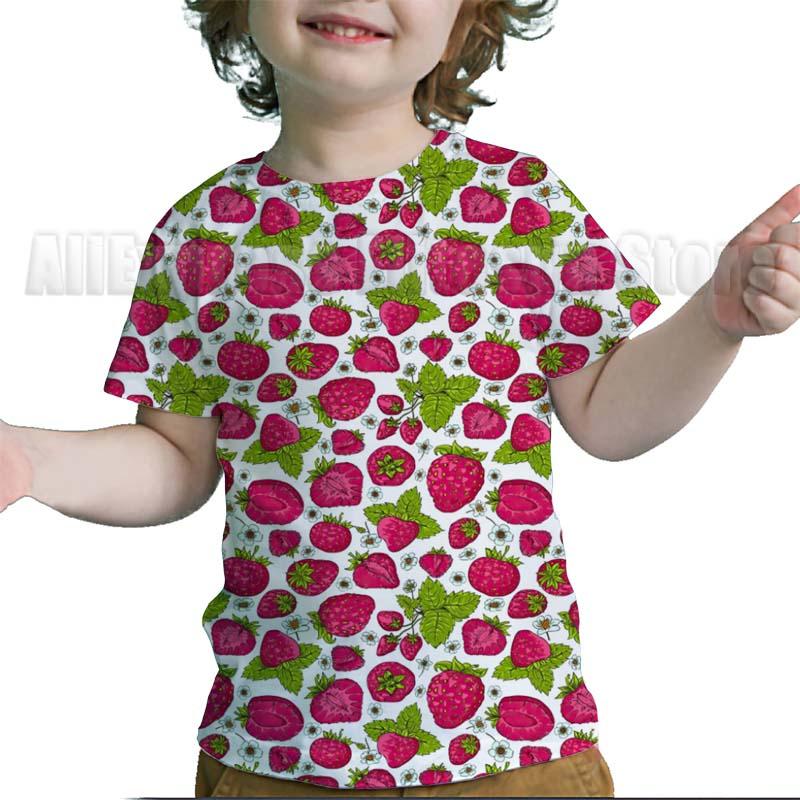 Toddler 3D Funny Fruits Printed T Shirts Baby Boys Girls Kids Tee Tops Summer Children Avocado Strawberry Lemon Apple T-shirts