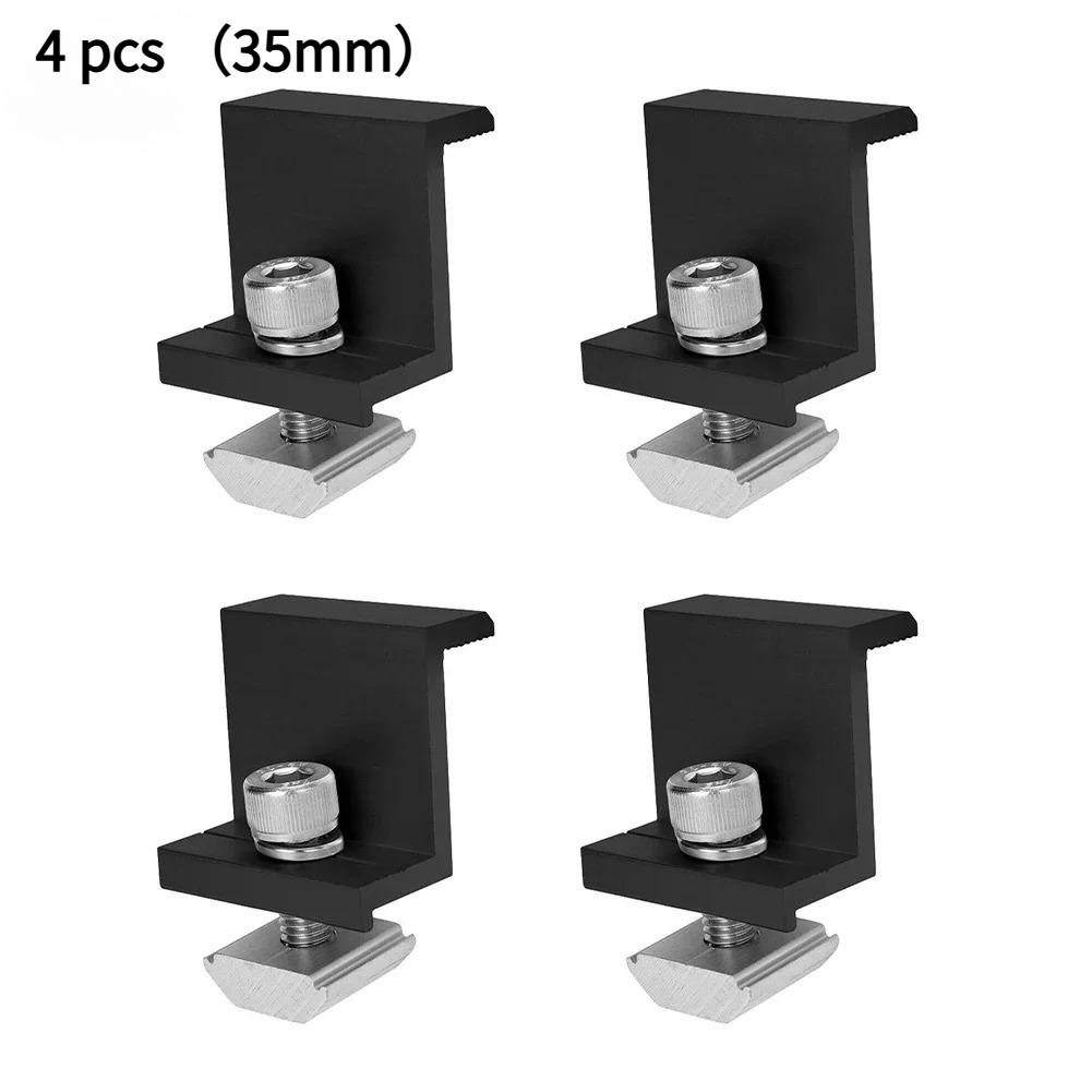 4 Pcs Aluminum Alloy Black Edge Press Edge Card Solar Panel PV Bracket Accessories Press Block Solar PV Mounting Clamp Set