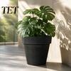 Large Resin Flower Pots for Indoor Plants Round Planter with Drainage Hole, 12 Inch Dia Stone-Look Thickened Durable Office Pot, Modern Minimalist Pot
