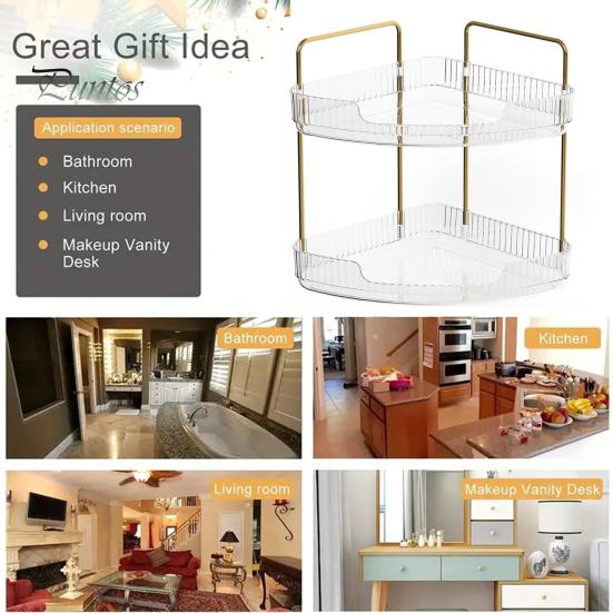 Угловой органайзер для ванной комнаты, стойка для хранения, простая сборка, большая вместимость, 3-уровневый органайзер для духов в ванной, держатель для косметики на столешнице