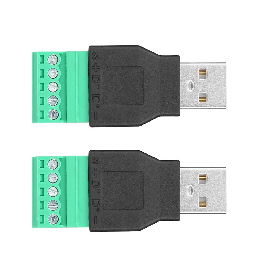 2 шт. USB штекер на 5-контактный винтовой клеммный адаптер-коннектор