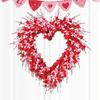 Holiday Wreath Heart Shape Indoor Outdoor Decorative Wreath with Festive Flowers Greenery Home Party Office