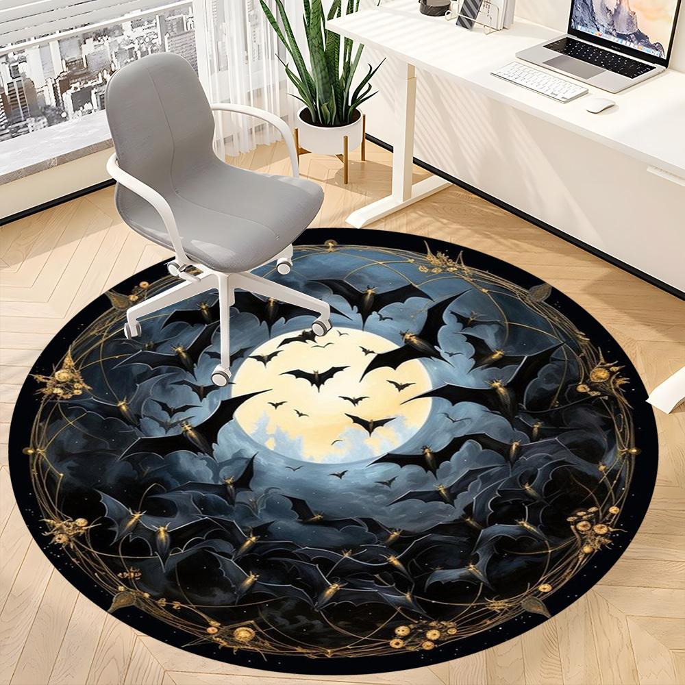 1pc Bat Moon Night Print Chair Carpet for Office Non-Slip Mat for Office - Decorative Floor Mat yy251030211
