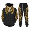 New Set 3D Printing Fashion Personality Creative Mens Zipper Hooded Suits Casual Sweatshirt Sweatpants Two Sets Tracksuits