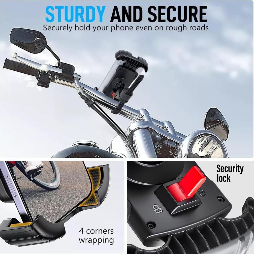 360 Rotatable Mobile Phone Bicycle Motorcycle Phone Holder Adjustable GPS Bike Safe Bracket Support Universal For 4.7-7” Phone