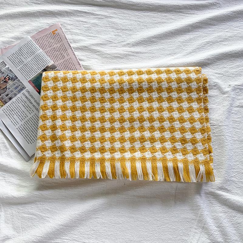 Thousand Bird Checker Scarf Women's Winter Checker Imitation Cashmere Scarf Thickened Shawl Neck