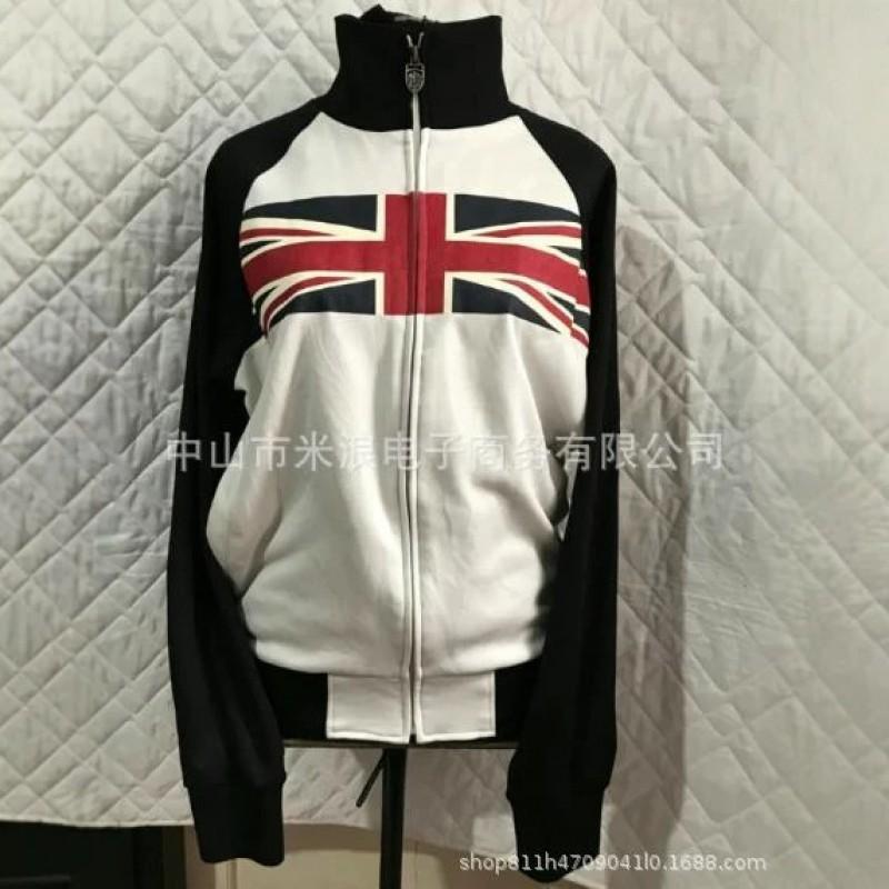 Unisex Vintage American Flag Print Raglan Hooded Zip-Up Sweatshirt Streetwear Casual Pullover