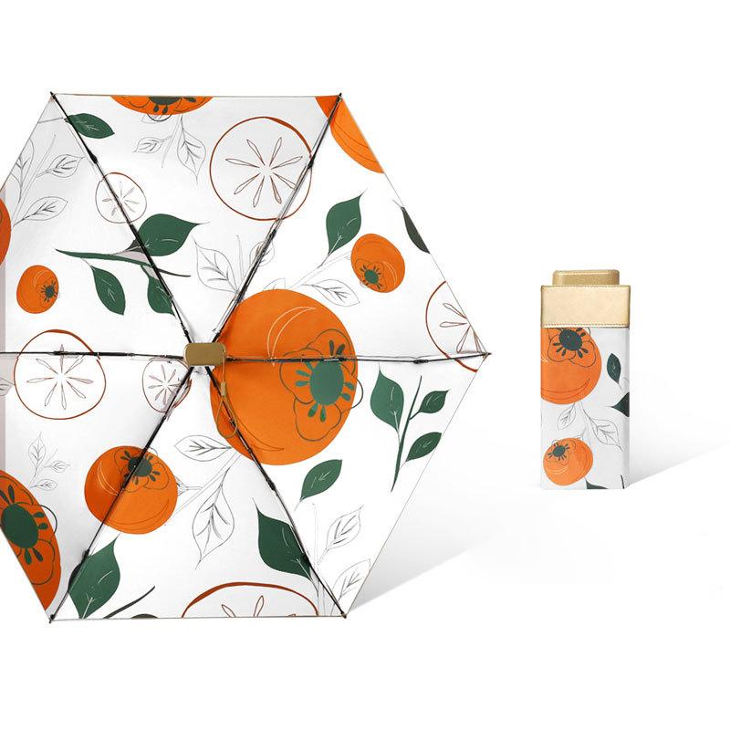 Small Fresh Portable Rain And Sun Anti-UV Umbrella Lady Chic Oil Painting Parasol Sunscreen Protection Mini Five-fold Umbrella