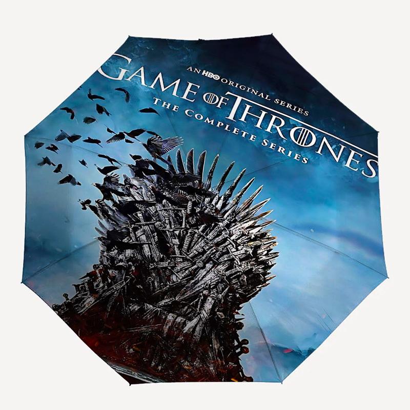 1pc Game of Thrones The Complete Series Automatic Folding Umbrella - Compact 8-Rib Design, Durable Plastic & Iron1260L