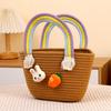 Easter Woven Basket with Handle Cotton Woven Bunny Egg Hunt Basket with Rabbit And Carrot Empty Easter Treat Bag for Gifts Candy