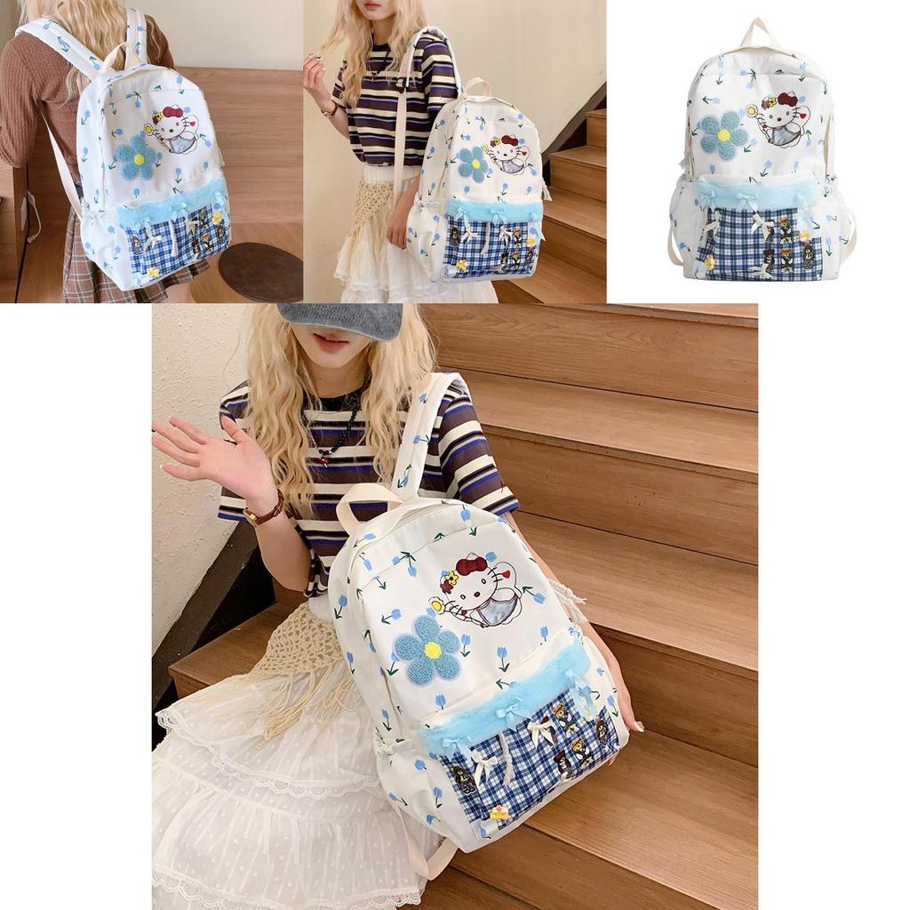 Школьный рюкзак Sanrio Hello Kitty для девочек и мальчиков, легкий, из нейлона, с поддержкой спины