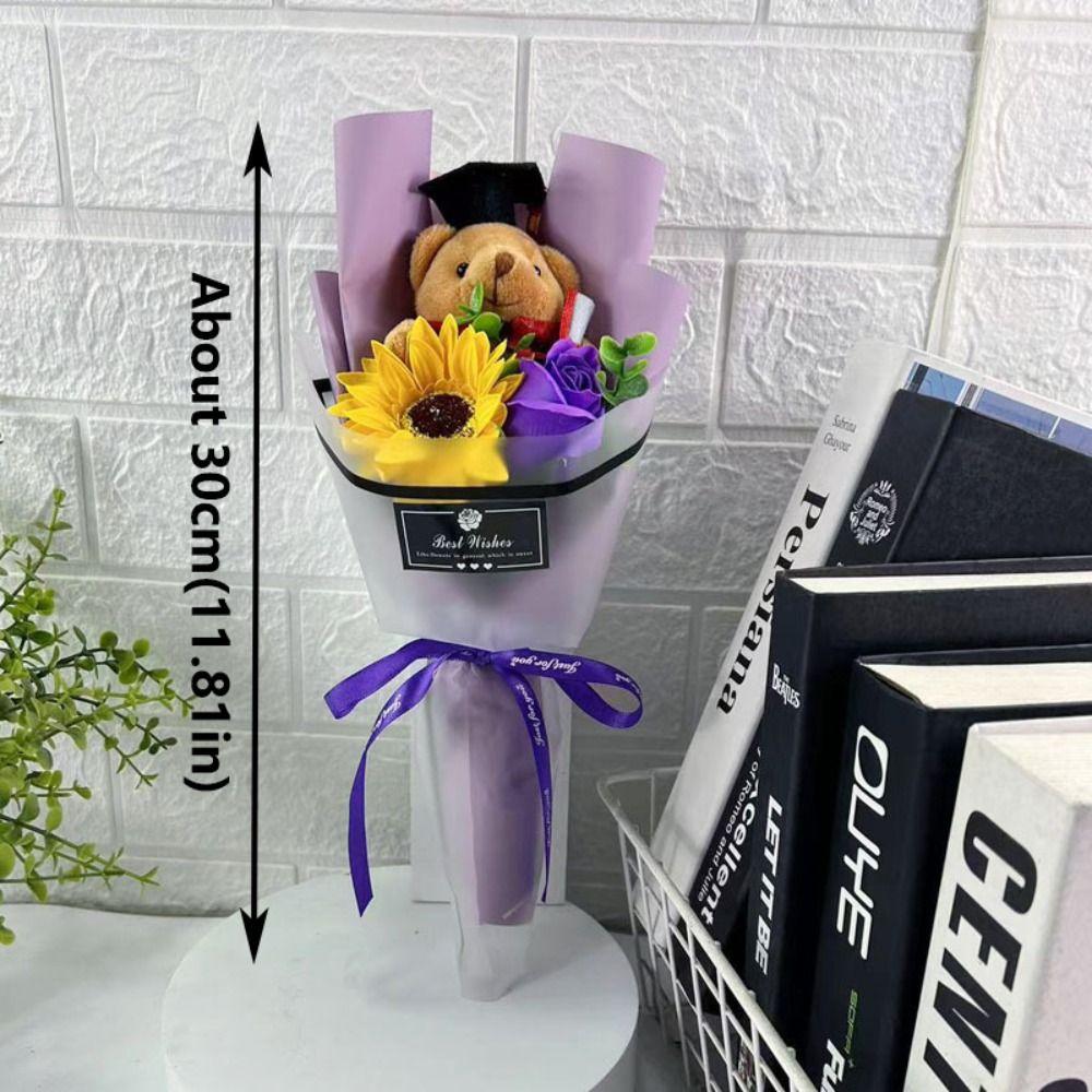 Multicolor Graduation Bear Bouquet Cute Plush Toy Bear Chic Cartoon Lovely Bear Birthday Party
