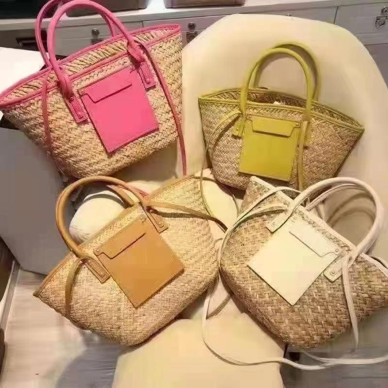 Laizhou Straw Woven Open Tote Bag - Women's Handbag & Shoulder Bag