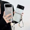 Ins 3d Relif Love Мультфильм Браслет Кристалл ПК Жесткая задняя крышка для Samsung Z Flip 4 3 5g Чехол для телефона Galaxy Flip3 Flip4 Капа