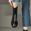 Модные новые зимние ботинки для женщин, осенние короткие ботинки, квадратный носок, массивный каблук, женские теплые шерстяные ботинки, обувь на платформе, туфли на высоком каблуке