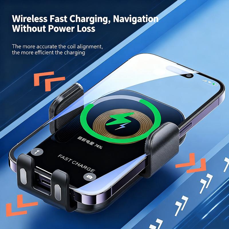 66/15W Car Wireless Charger Auto Car Mount Phone Holder Stand Fast Charging For iPhone Xiaomi Samsung Intelligent Sensing Holder