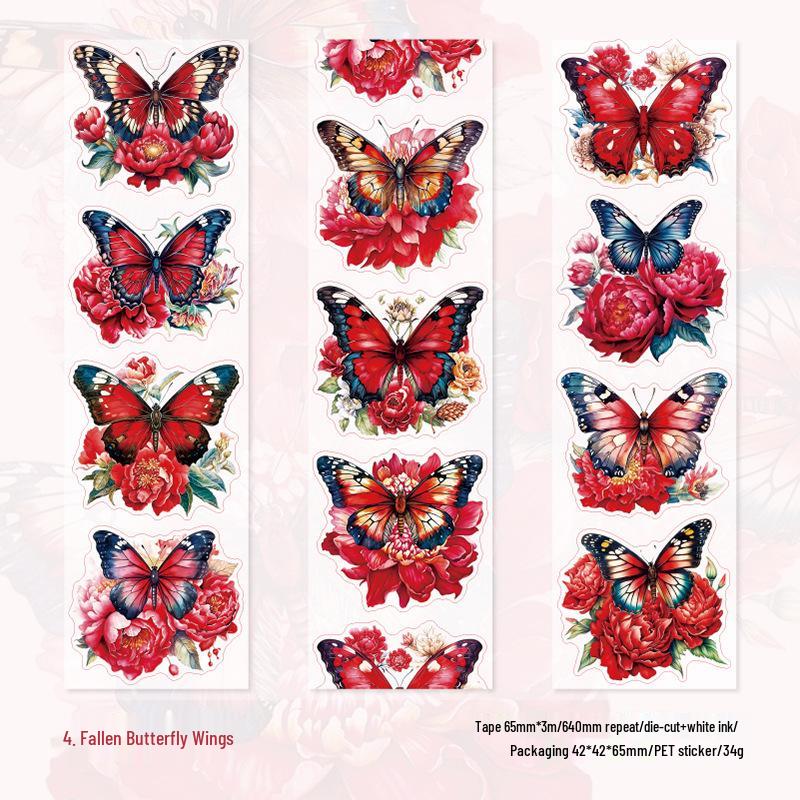 Серия Yanji Butterfly Shadow - ПЭТ-лента для журнала с высечкой - 6 стилей для декора и коллажа