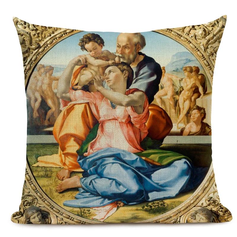 Знаменитая картина маслом Микеланджело, наволочка для подушки, итальянская настенная наволочка, чехол для диванной подушки