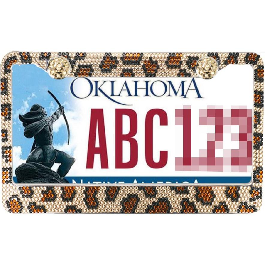 2 шт. Автомобильная рамка для номерного знака Леопард, Блестящая рамка для номерного знака, Стильные стразовые аксессуары для автомобиля Леопард для женщин