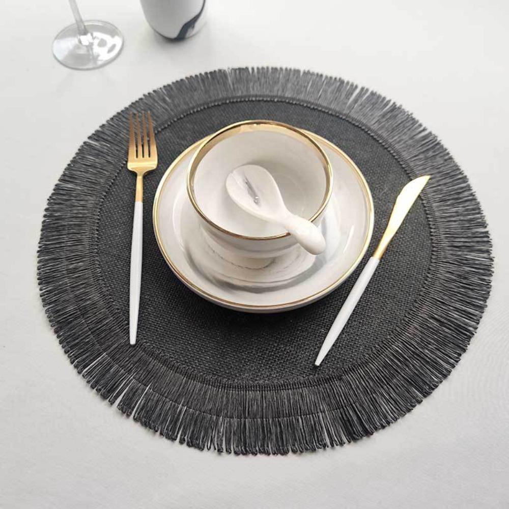Environmental Protection Round Linen Non-slip Mat Table Mat Heat Insulation Placemat