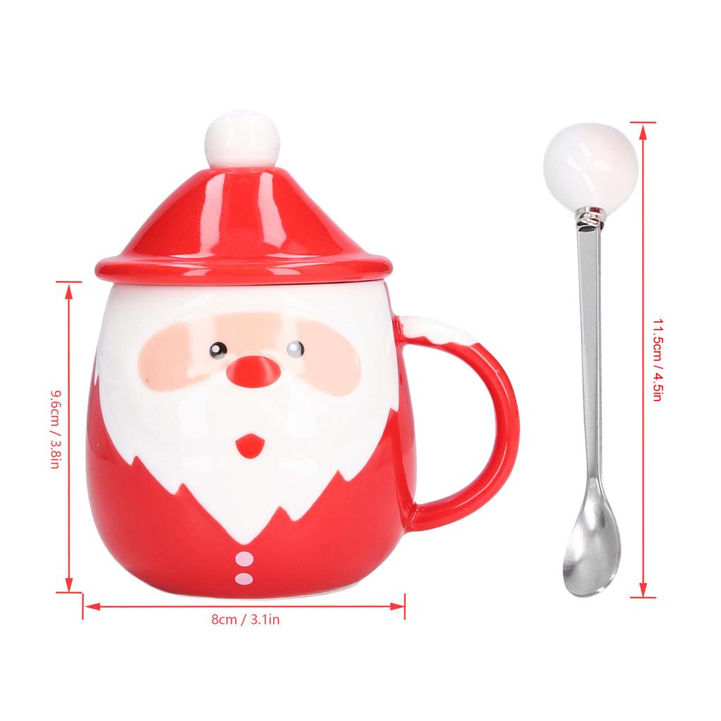 Рождественская чашка большой емкости, 450 мл, керамическая чашка для чая, молока, кофейная кружка с крышкой, ложка для дома