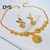 1 Set Necklace Earrings Set Hollow Out Water Drop Golden Alloy Symmetric Polished Prom Party Wedding Party Bride Jewelry Set