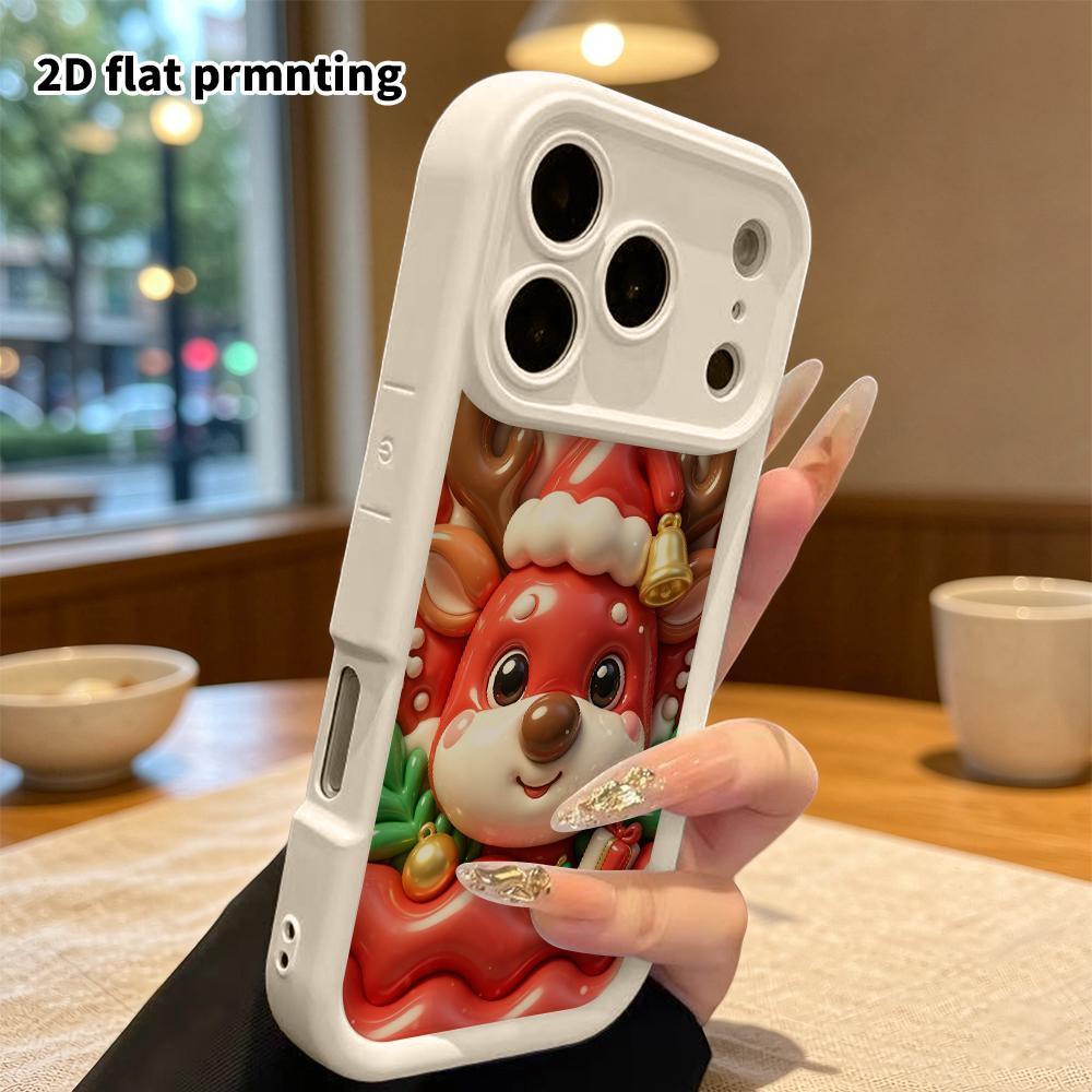 Чехол для телефона: 2D плоский дизайн, подходящий для защитного чехла iPhone 18 17 16 15 14 13 Pro, рождественский олень, идеальный праздничный подарок на Рождество и Хэллоуин