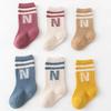 Korean Kids Knit Soft Fashion Letter Socks Baby Middle Tube Stockings Long Socks for Infant Toddler Boys Girls Casual Socks