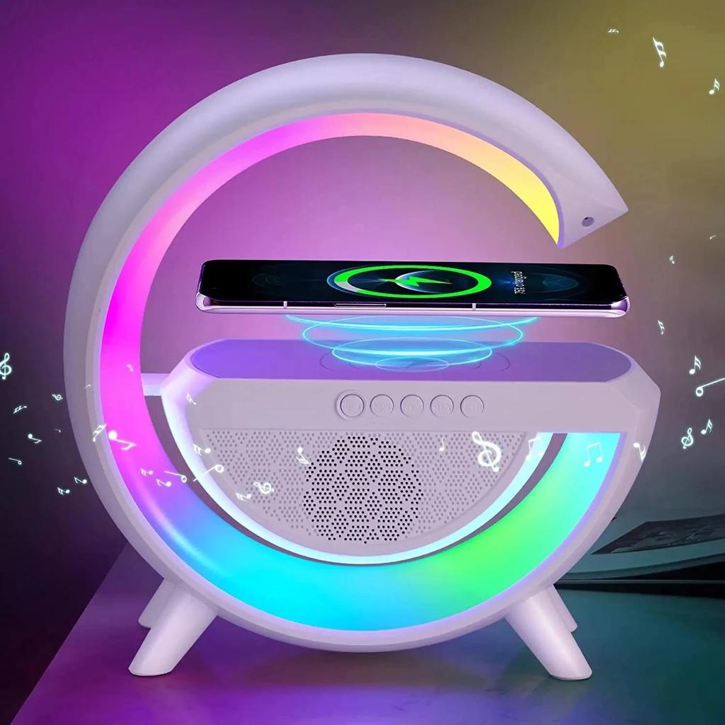 BIG G Multifunction Bluetooth Speaker RGB Night Light Fast Wireless Charger Stand For iPhone Samsung Xiaomi Charging Station
