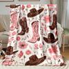 1 шт. Плед с западными ковбойскими сапогами и шляпами - Мягкий фланелевый легкий всесезонный покрывало