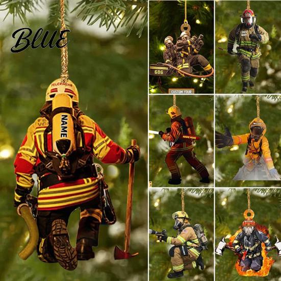 Interior Rearview Pendant Christmas Tree Firefighter Ornament with Lanyard Widely Used Decoration Car Mirror Hanging Fireman Uniform