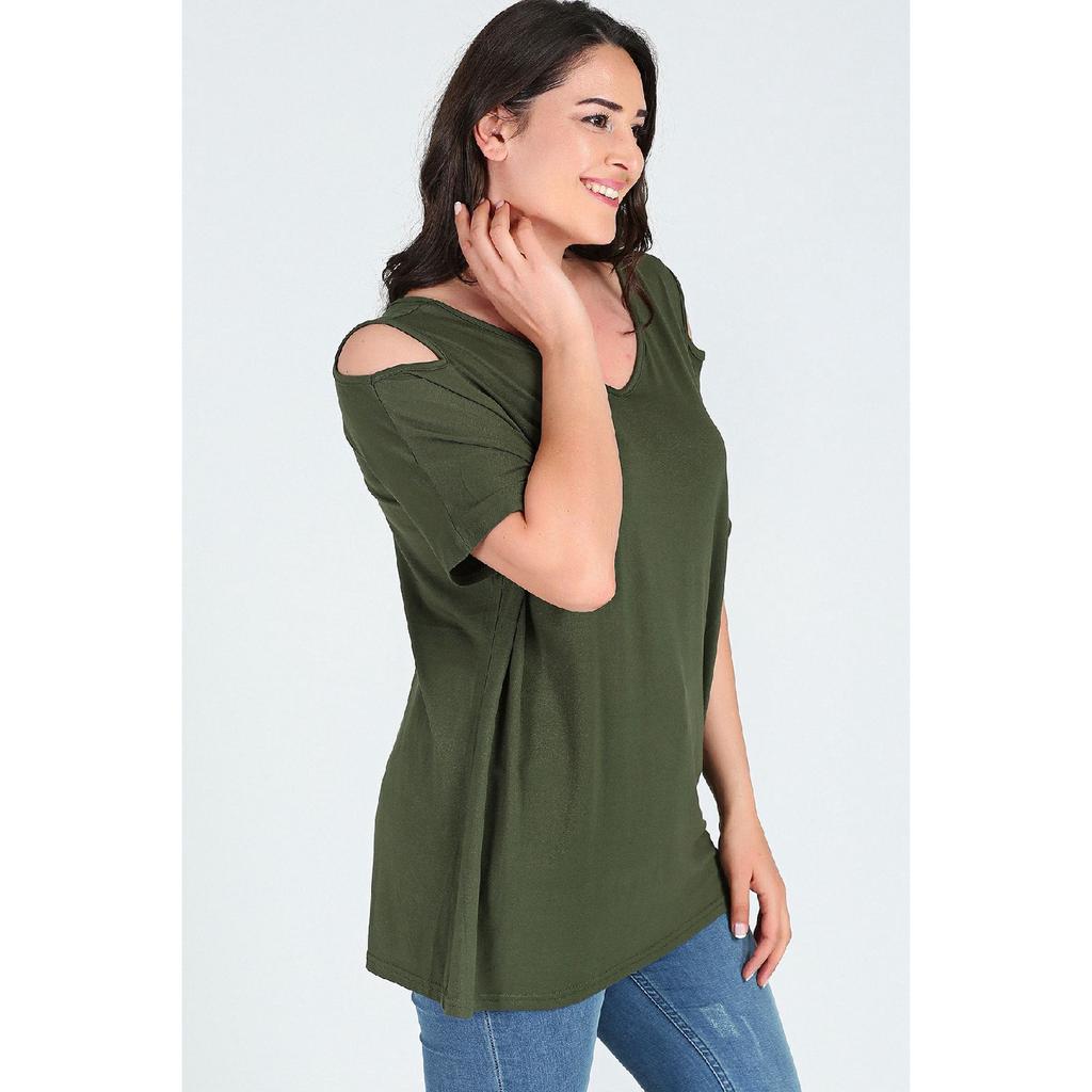 Женская блузка с короткими рукавами и V-образным вырезом M9142