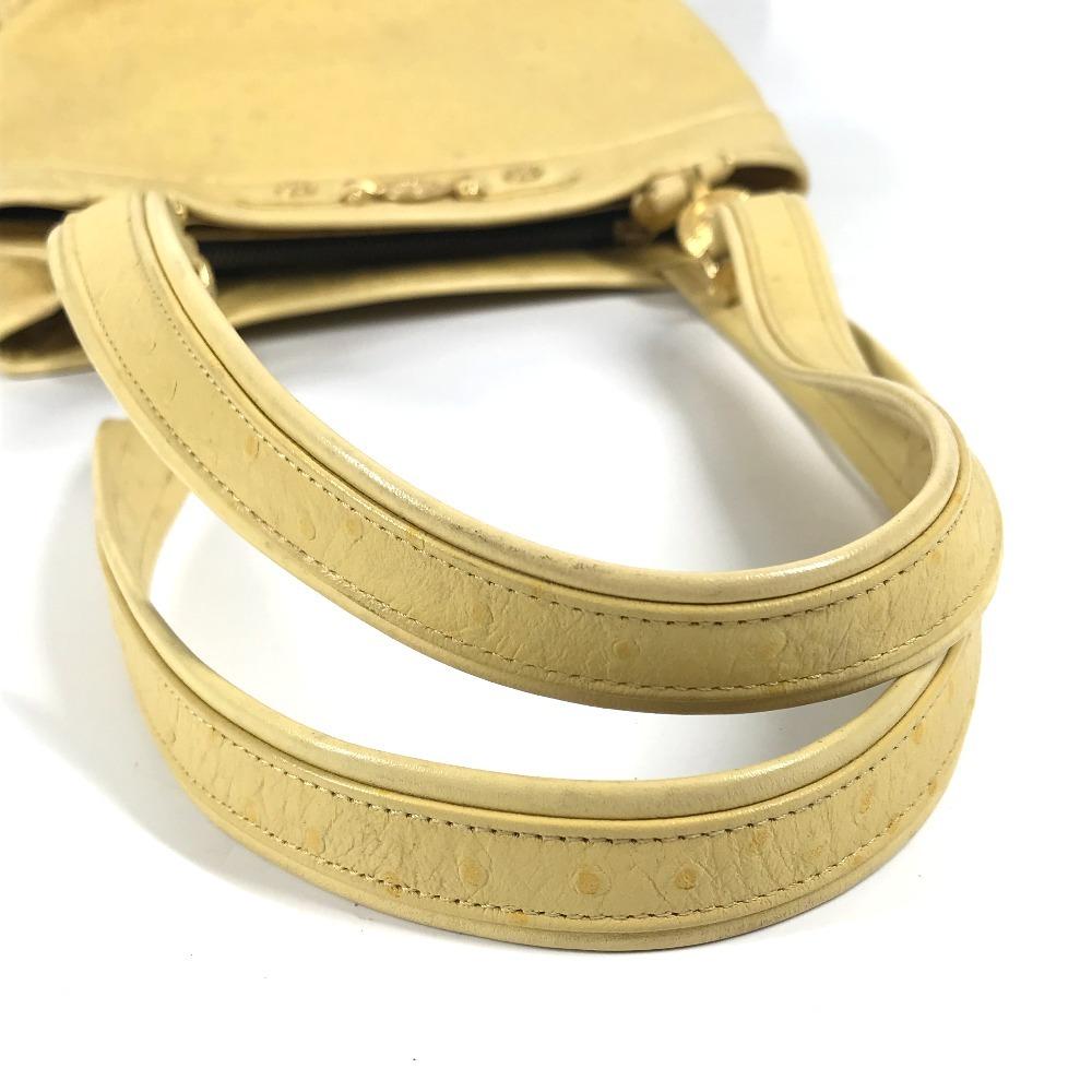 VERSACE vintage Sunburst logo Bag Tote Bag Shoulder Bag Embossed Leather yellow