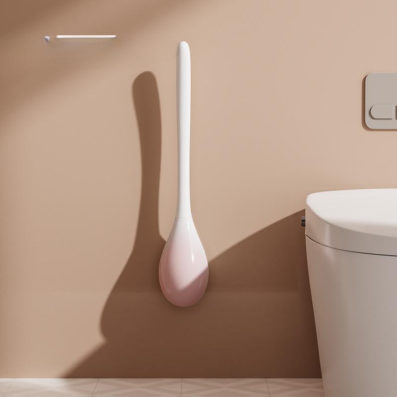 Туалетная щетка без мертвых углов, бытовая, без перфорации, силиконовая щетка для унитаза, настенная, с длинной ручкой, для чистки сидений унитаза